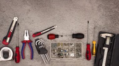 İnşaat ve diy araçları ve pliers hareketli hareket animasyon durdurun 