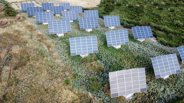 Solar panels, alternative source of energy. Aerial view