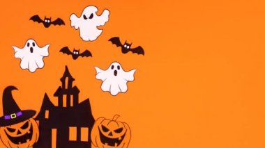 Turuncu temalı Cadılar Bayramı süslemesi. Mutlu Cadılar Bayramı Dur Hareketi 