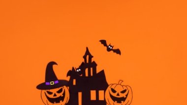 Turuncu temalı Cadılar Bayramı süslemesi. Mutlu Cadılar Bayramı Dur Hareketi 