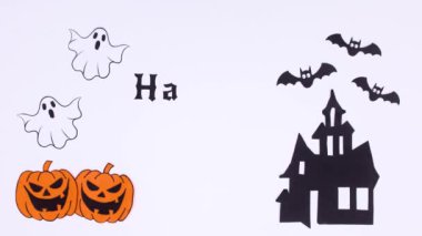 Cadılar Bayramınız kutlu olsun. Beyaz arkaplanda Cadılar Bayramı dekorasyonu 