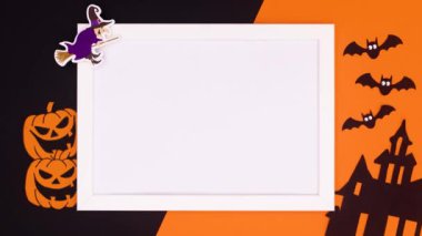 Cadılar Bayramı dekorasyonunda turuncu siyah temalı ürkütücü çıkartmalar. Hareketi durdur 