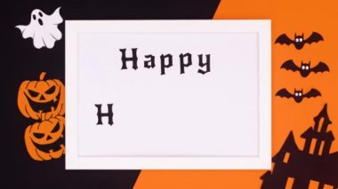 Cadılar Bayramı dekorasyonunda turuncu siyah temalı ürkütücü çıkartmalar. Hareketi durdur 