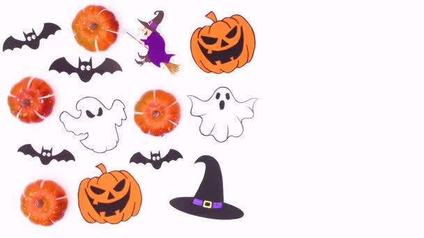 Wesołego Halloween Stop Animacji Ruchu Halloween Dekoracji Białym Tle — Wideo stockowe