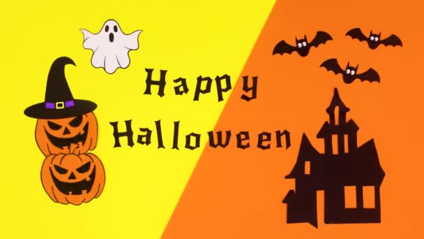 Happy Halloween Stop Motion Animation Orange Yellow Theme — Stock Video