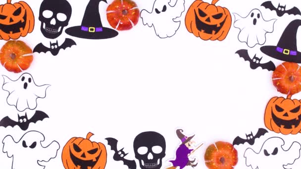 Feliz Dia Das Bruxas Animação Stop Motion Decoração Halloween Fundo — Vídeo de Stock