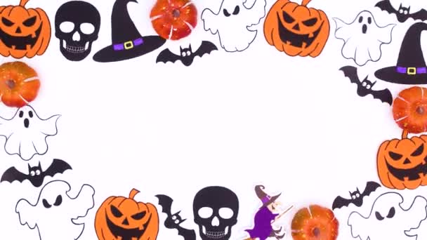 Buon Halloween Stop Motion Animazione Decorazione Halloween Sfondo Bianco — Video Stock