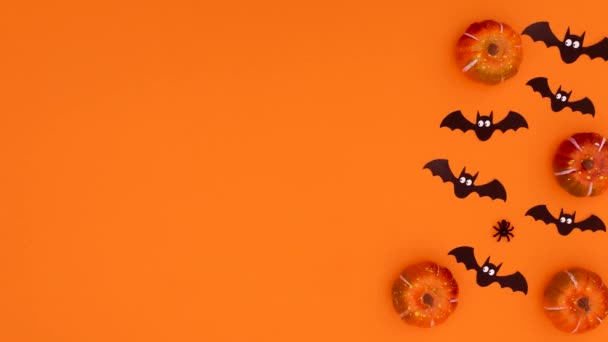 Halloween Decoración Espeluznante Sobre Tema Naranja Feliz Halloween Stop Motion — Vídeo de stock
