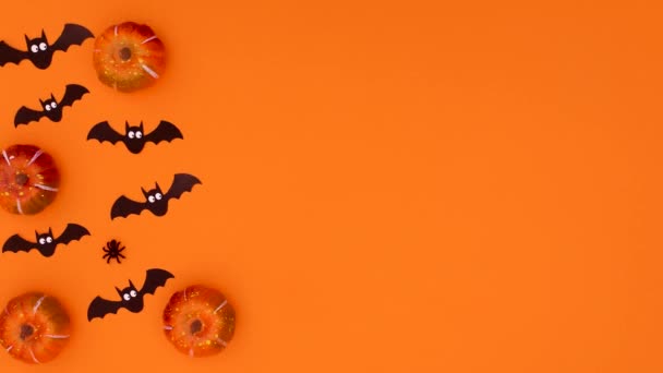 Halloween Decoración Espeluznante Sobre Tema Naranja Feliz Halloween Stop Motion — Vídeos de Stock