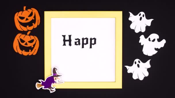 Halloween Frame Met Happy Halloween Tekst Zwart Thema Stop Met — Stockvideo