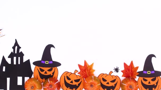 Feliz Dia Das Bruxas Animação Stop Motion Decoração Halloween Fundo — Vídeo de Stock