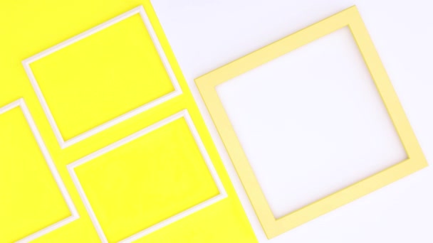 Creative Photo Frames Yellow Theme Stop Motion — Stock Video