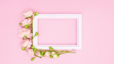 Güzel pembe güller ve pembe temalı yazılar için romantik çerçeveler. Hareketi durdur