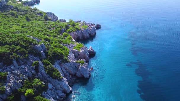 Splendida Costa Marina Con Diverse Sfumature Azzurre Vista Aerea Del — Video Stock