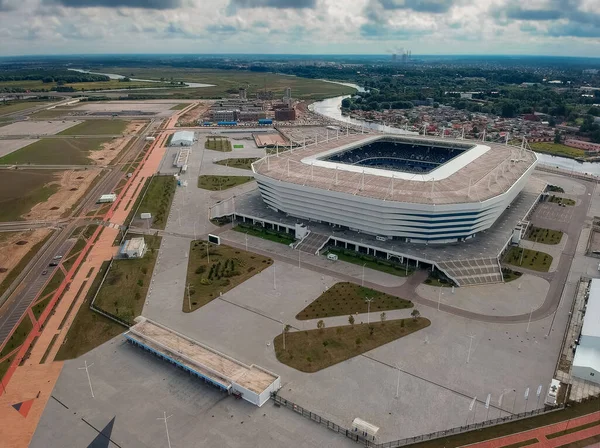 Kaliningrad 'daki 2018 Dünya Kupası futbol stadyumunun hava manzarası. Rusya