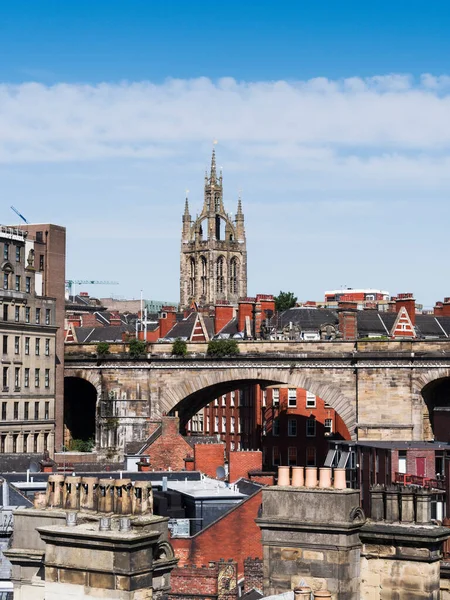 View Newcastle Tyne Iconic Tyne Bridge Saint Nicholas Cathedral Spire — Φωτογραφία Αρχείου