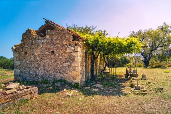Abbandonato Vecchio Cottage Contadino Grecia — Foto Stock