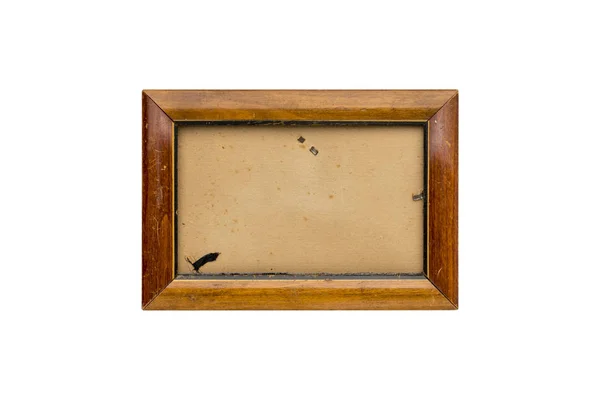 旧的木材相框与路路通 孤立的白色 — 图库照片