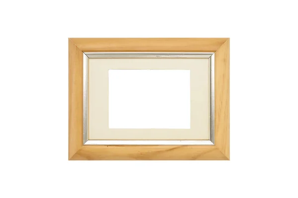 Moldura Madeira Velha Com Passepartout Isolado Branco — Fotografia de Stock