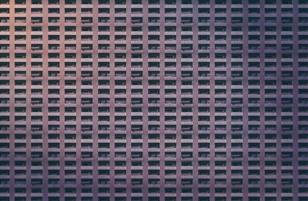 Padrão Arquitetônico Fachada Concreto Escuro Com Varandas Uma Casa Miserável — Fotografia de Stock