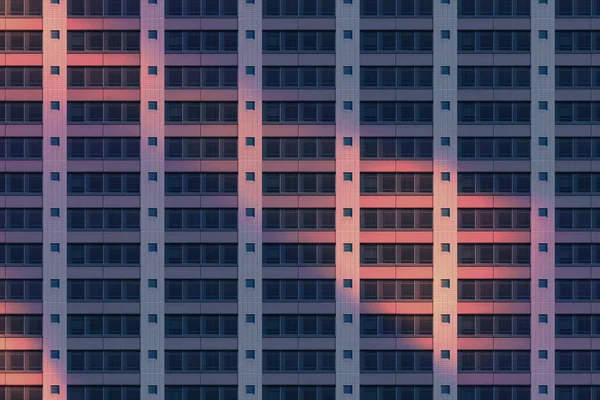 Architecturale Patroon Gereflecteerde Avond Zon Een Gevel Van Een Sparse — Stockfoto