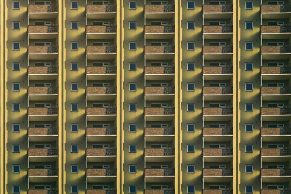 Architectural Pattern Green Balcony Facade Evening Sun — Stock Photo, Image