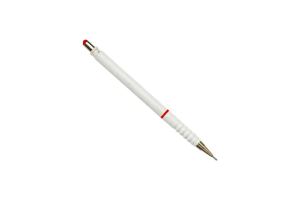 Παλιό μεταχειρισμένο μηχανικό στυλό, απομονωμένο σε λευκό — Φωτογραφία Αρχείου