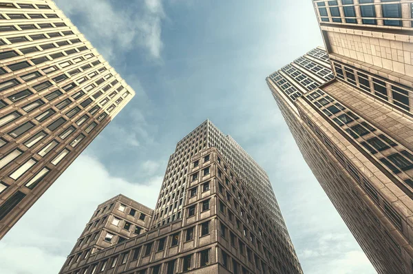 Vintage style skyscrapers with backlight — Stock Photo, Image