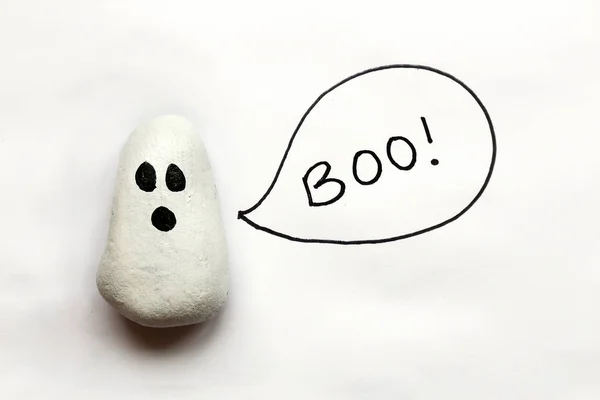 Desenho Animado Pintado Halloween Ghost Rock Isolado Fundo Branco Com — Fotografia de Stock