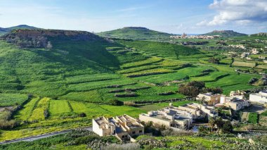 Greeny island Gozo countryside view. Malta country clipart