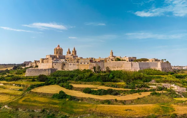 Krajobraz Lotu Ptaka Widok Miasta Mdina Starej Stolicy Kraju Malta — Zdjęcie stockowe