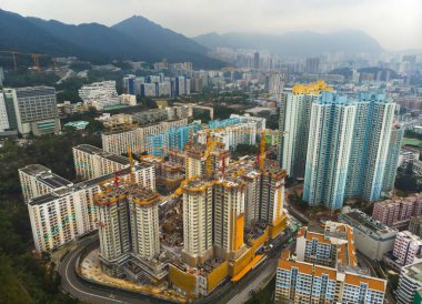 Hong Kong'da binalar. Kowloon bölgesinde