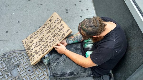 Homeless person in USA. New York city