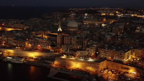Luftaufnahme Von Valletta Stadt Und Kirche Malta — Stockvideo