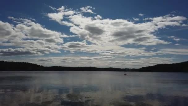 Time Lapse Clouds Lake Forest Background Finland — Stock Video