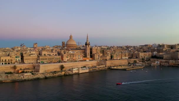 Валлетта Столица Мальты Воздушная Стрельба — стоковое видео