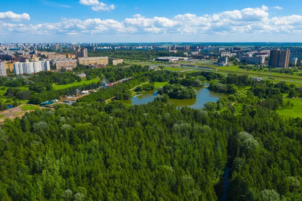 Aerial View South Park Southwest Part Petersburg City Summer Lot — Stock Photo, Image