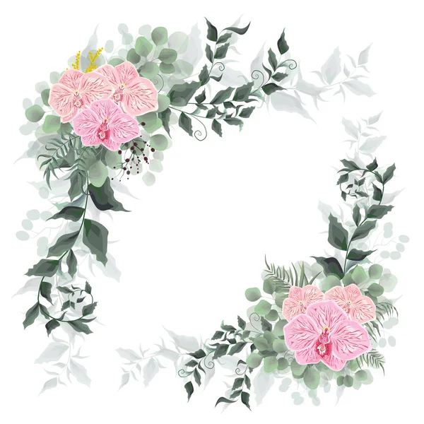 Coins orchidée rose — Image vectorielle