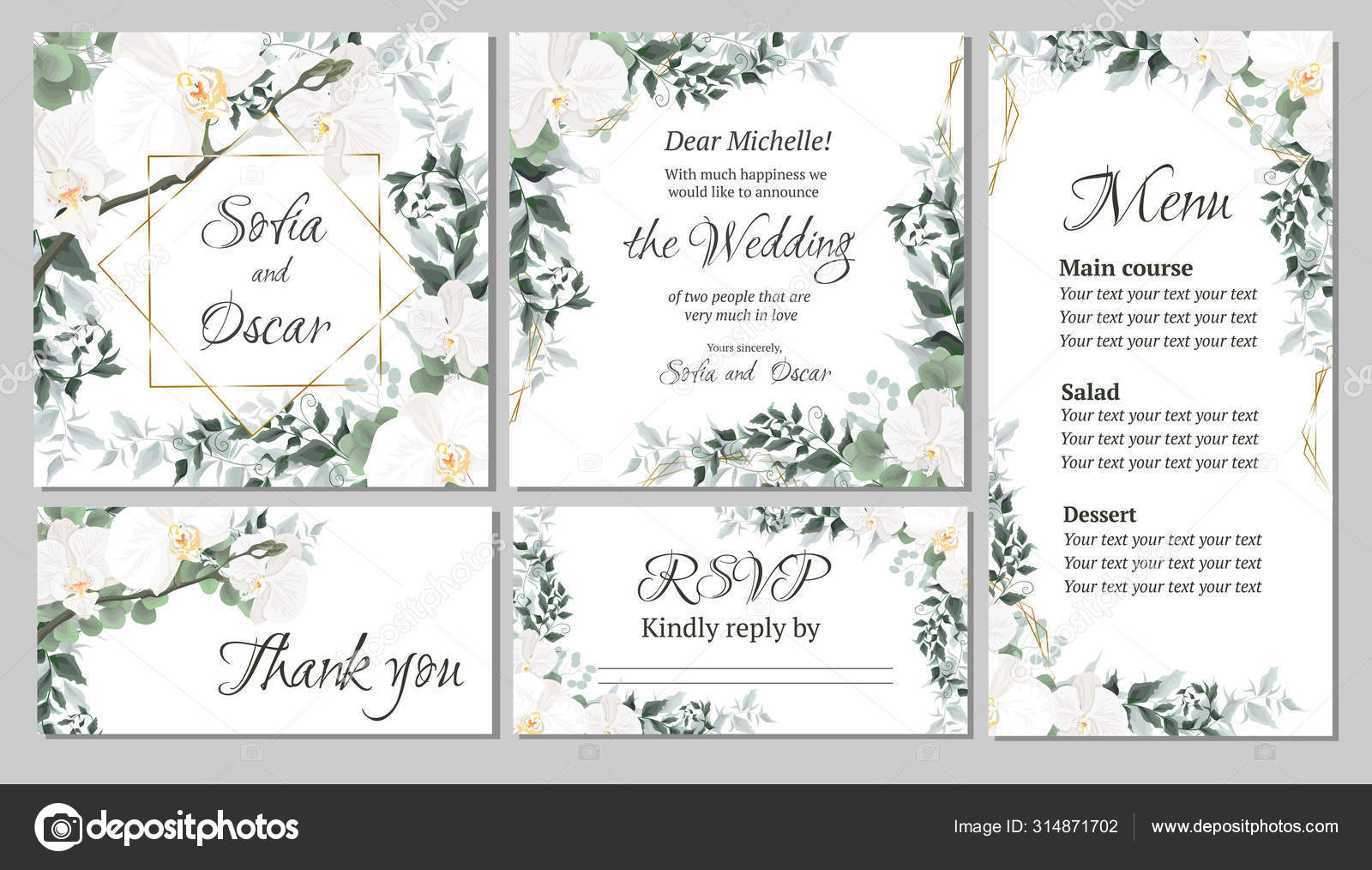 Michelle Gold Wedding Invitations Deposit