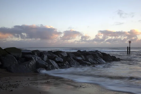 Схід Сонця Пляжі Southwold Саффолк Англія — стокове фото