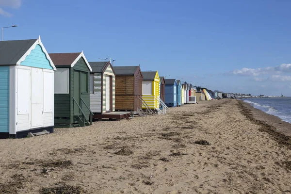 英国艾塞克索普湾海滩小屋 — 图库照片