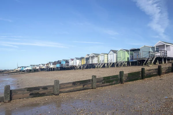 Thorpe Bay Beach, perto de Southend-on-Sea, Essex, Inglaterra Imagens Royalty-Free