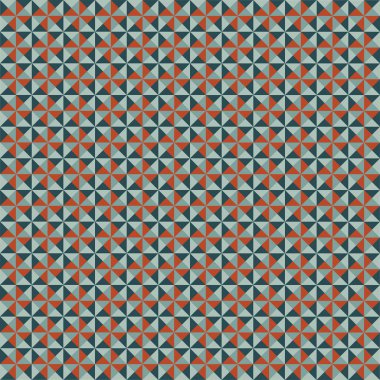 Gök mavisi ve turuncu üçgenlerin gölgelerinden oluşan desen 