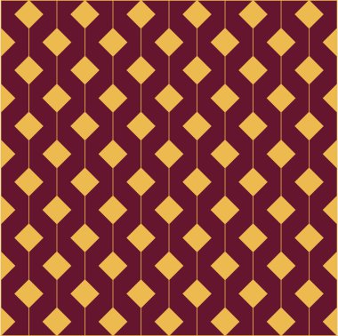 Küçük altın şekilli süslemeler ince altın iplikler üzerinde asılı, koyu kırmızı bir zemin üzerinde