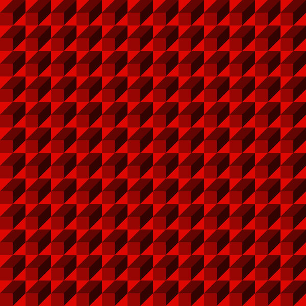 Cube pattern created from scarlet, red and deep burgundy squares and diamonds
