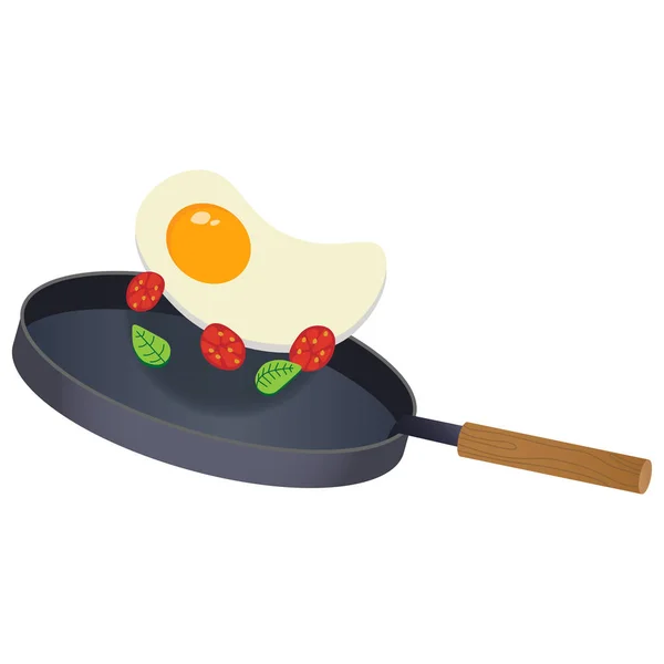 Imagen Vectorial Huevos Fritos Plancha Útil Desayuno Abundante Productos Naturales — Vector de stock