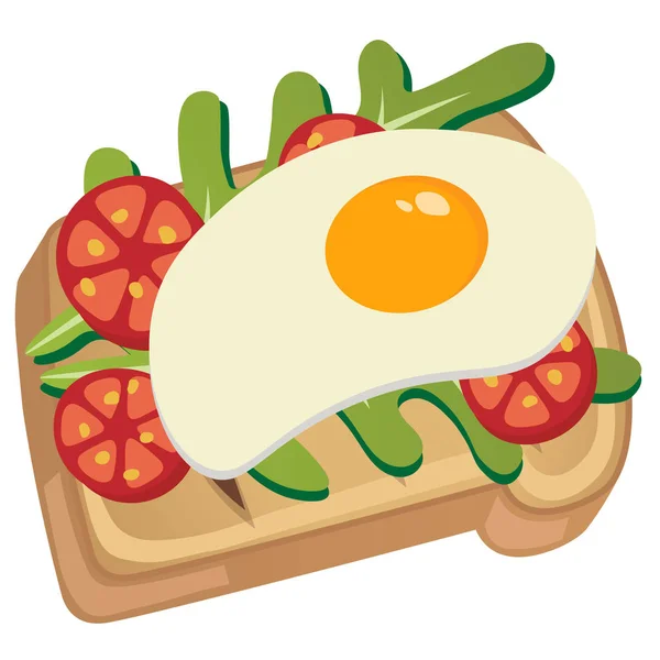 Yumurtalı Doyurucu Bir Sandviçin Vektör Görüntüsü Sağlıklı Kahvaltı Doğal Ürünler — Stok Vektör