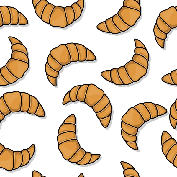 Seamless Pattern Background Vector Image Croissants Bagels Buns Texture Fabric — Stock Vector