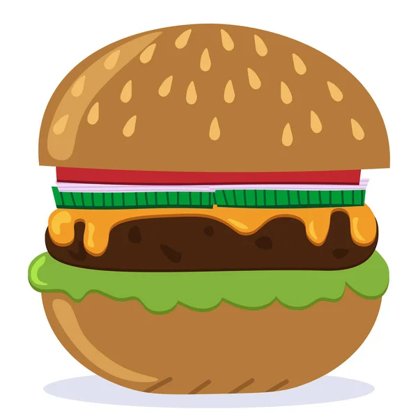 Wektor Obraz Hamburger Lub Cheeseburger Białym Tle Ilustracja Dekoracji Menu — Wektor stockowy