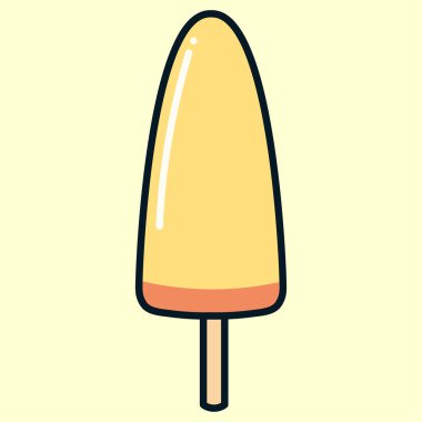 Vektör görüntüsü, düz stil. dondurma, atıştırmalık. Yaz aylarında ısı dağılımı, soğutma, süt ürünü, meyve buz. Poster, afiş, kart, kafe menüsü, restoran için resim. İki tat, bir kurşun, koni şekli